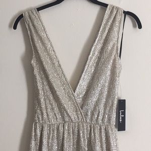 ALL THAT SHIMMERS IS GOLD LIGHT GOLD MAXI DRESS